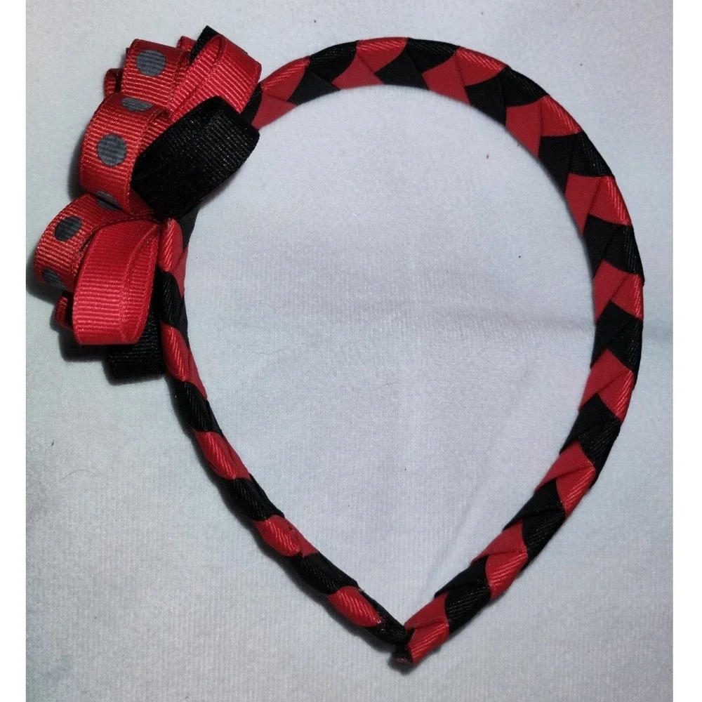 Girls Ladybug Hair Bow Clip Headband Red Black Ribbon Party Costume‎ Accessory